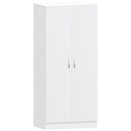 Vida Designs Riano 2 Door Wardrobe - White - Bedroom Furniture - 170H x 76W x 53D cm - with Shelf & Hanging Rail - Large Capacity Storage