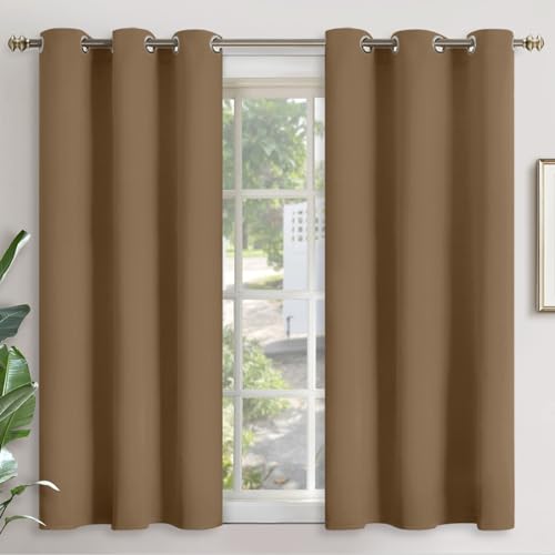 YoungsTex Taupe Blackout Curtains 54 Inches Length for Bedroom - Short Thermal Insulated Drapes with Grommet Room Darkening for Living Room Windows, 2 Panels, 42 x 54 Inch