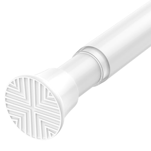 "HAOYUNTE Tension Curtain Rod 32-76 Inch 7/8"" Diameter Spring Loaded Curtain Rods No Drilling Adjustable Expandable Tension Rods for Window Doorway Kitchen Closet, White"