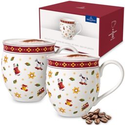 Villeroy & Boch – Toy's Delight Mug Toys 2-Piece Red and White, Dishwasher Safe, Microwave Safe, Christmas Mugs Set of 2, Coffee Mugs, Tea Cup, Chistmas Decorations Indoor Table, Premium Porcelain