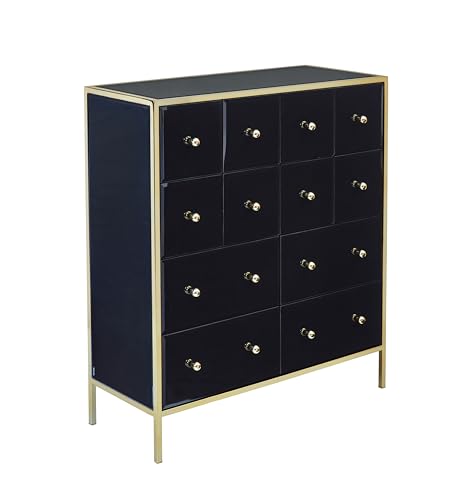 Birlea Black Mirrored Chest of Drawers Fenwick Mirror Glass 10 Drawer Merchant