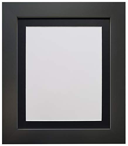 FRAMES BY POST London Picture Photo Frame, Plastic Glass, Black with Black Mount, 24 x 18 Image Size 18 x 12 Inch
