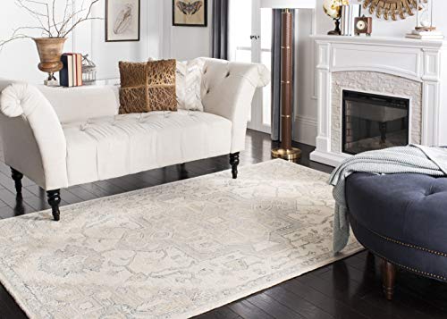 Safavieh Traditional Rug for Living Room, Dining Room, Bedroom - Micro-Loop Collection, Short Pile, in Ivory and Beige, 120 x 180 cm