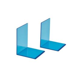MAUL Acrylic Bookend (Pack of 2), 10 x 10 x 13 cm, Book Holder, Organza for Children, Books, Office, Shelf, Book Support in Stylish Acrylic Design, Furniture-Friendly Book Holder, Blue