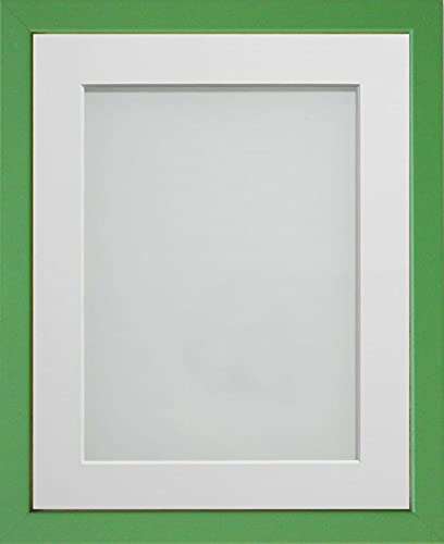 Frame Company Jellybean Range Green Wooden A2 Picture Photo Frame with White Mount for Image A3 * Choice of Colours & Sizes* Fitted with Perspex