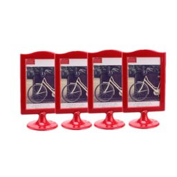 4 Pack Standing Photo Frames,Picture Frame Set,Vertical Mount Sign Holders 4x6, Double Sided Tabletop Display,Each Frame Holds 2 Pictures,School,Wedding Party Table Numbers Holder(Red)