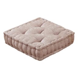 "Intelligent Design Azza Floor Pillow Square Pouf Chenille Tufted with Scalloped Edge Design Hypoallergenic Bench/Chair Cushion, 20""x20""x5"", Blush"