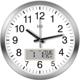HITO Silent Wall Clock 35cm Battery Operated Temperature Date Large Wall Clock for Living Room Office Classroom Bedroom Decor