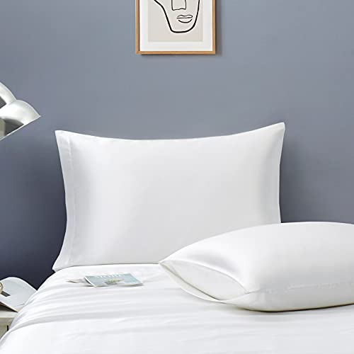"Ersmak Satin Pillowcase King Set of 2, 20"" x 40"" Ultra Soft & Silky Satin Pillow Cases for Hair and Skin, Wrinkle Fade Resistant Pillow Covers with Envelope Closure (Ivory White)"