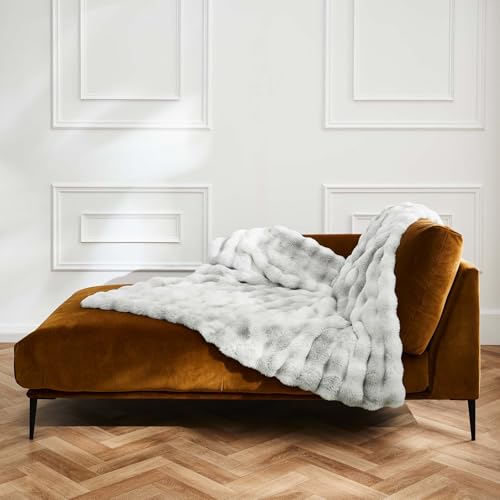 Douceur d'Intérieur, Warm Winter Blanket (180 x 220 cm) Mounty Grey Imitation Fur