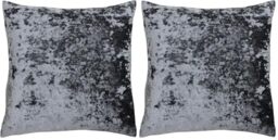 "Paoletti Riva Verona Cushion Cover Square - Pewter Grey - Velvet Feel - Crushed Velvet Look - Hidden Zip Design - 100% Polyester - 55 x 55cm (22"" x 22"" inches) - Designed in the UK (Pack of 2)"