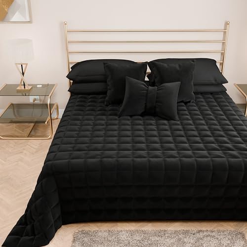 PETTI Artigiani Italiani - Double Quilt in Soft and Warm Velvet, Autumn Spring Quilt, Double Bedspread, 100% Made in Italy