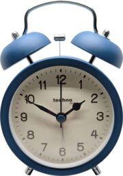 Technoline Mechanical double bell alarm clock, no ticking, sweeping second, analogue alarm setting, easy to read