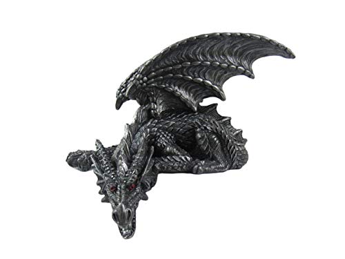 "DWK ""Silent Sentinel Bookshelf Sitting Dragon Figurine - Home Office Fantasy D??cor - Shelf Sitting Figurine Statue - Dragon Fantasy Home D??cor - Bookshelf Decoration - 7"""