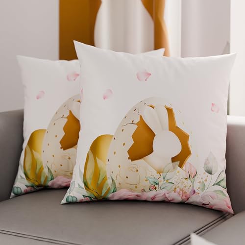 PETTI Artigiani Italiani - Set of 2 Easter Cushion Covers 40x40 cm in Microfibre, Easter Decorative Cushions for Bedroom, Sofa and Living Room, 2 Decorative Pillow Covers, 100% Made in Italy