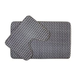 Premier Housewares Bath Mat Set Soft Non-Slip Bath Mats For Bathrooms Made from Polyester Black and White Chevron Pattern 50 x 1 x 80