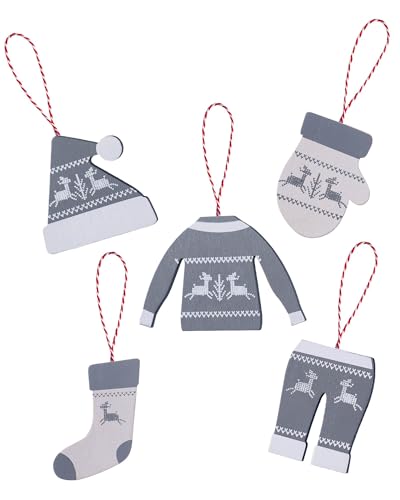 WeRChristmas Hanging Christmas Winter Clothing Decorations Set of 5, Multi-Colour, 1cm