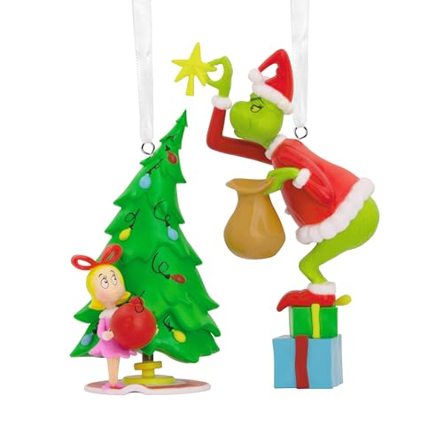 Hallmark Storied Moments, The Grinch & Cindy Lou Ornament, Dr Seuss Tree Decoration, Resin Hanging Ornament, Christmas Hanging Ornament, Gifts for Christmas