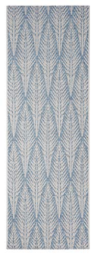 Bougari Indoor and Outdoor Flat Weave Rug Pella Taupe Azure Blue 70 x 200 cm