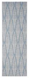 Bougari Indoor and Outdoor Flat Weave Rug Pella Taupe Azure Blue 70 x 200 cm