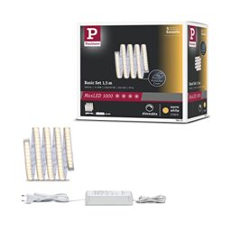 Paulmann 70672 MaxLED 1000 LED Strip Basic Set 15 m LED Strip 2,700 K Warm White Lighting Strip Coated Light Strip 20W 1650 lm 216 LEDs 230/24 V 60 VA