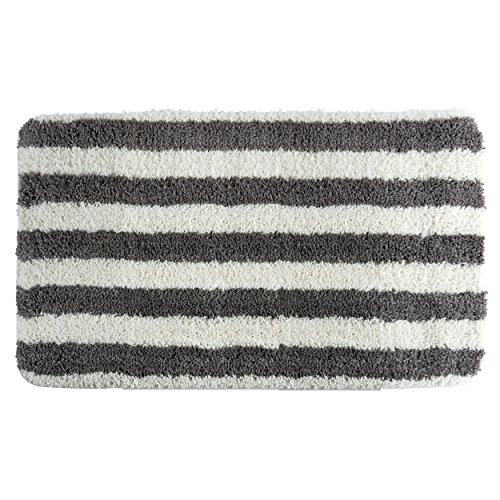 "MSV ""Quito Microfiber Bath Mat, White/Grey, 50 x 80 cm"