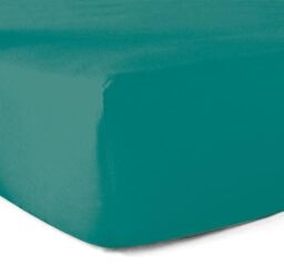 Fitted Sheet 100% Cotton 57 Thread Count 140 x 190 cm Turquoise Green 30 cm