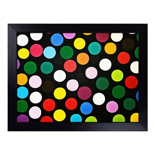 Lap Tray with Bean Bag Cushion, Pop Art Dot Pattern - Handmade in the UK, Raised Wooden Edge, Padded Cushion, Heat-Resistant Wipe-Clean Surface, for Meals, Laptops and Crafts