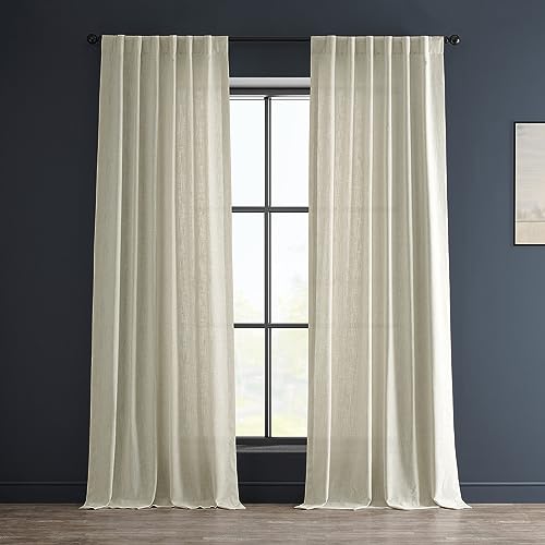 HPD Half Price Drapes Semi Sheer Faux Linen Curtains for Bedroom 120 inches Long Light Filtering Living Room Window Curtain (1 Panel), 50W x 120L, Barley