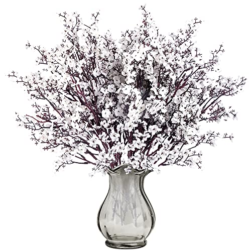 Sggvecsy 15 Pcs Babys Breath Artificial Flowers Gypsophila Bouquets Bulk Real Touch Fake Silk Flowers for Home Wedding DIY Floral Arrangement Kitchen Table Centerpiece Festival Decoration (White)