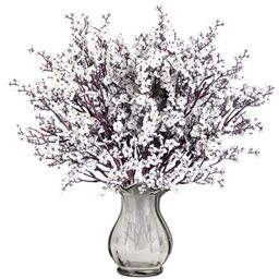 Sggvecsy 15 Pcs Babys Breath Artificial Flowers Gypsophila Bouquets Bulk Real Touch Fake Silk Flowers for Home Wedding DIY Floral Arrangement Kitchen Table Centerpiece Festival Decoration (White)