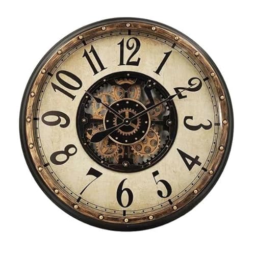 Levitantes Wall Clock with Gears in Gold and Black, Dimensions 83 x 83 x 10 cm, Ideal for decoration and organization of time.