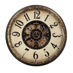 Levitantes Wall Clock with Gears in Gold and Black, Dimensions 83 x 83 x 10 cm, Ideal for decoration and organization of time.