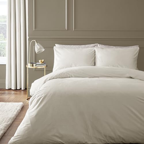 Catherine Lansfield Kingsley Soft Matt Velvet Single Duvet Cover Set with Pillowcase Cream