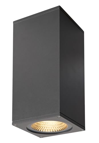 SLV Surface-Mounted Wall Light Big Theo Wall/Illumination for Walls, Paths, entrances, Surface-Mounted Outdoor Light, Garden lamp / IP44 3000K 29W 2130 130lm Anthracite 24 Degrees
