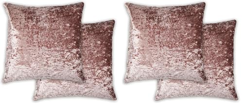 Emma Barclay Crushed Velvet Luxury Cushion Cover in Pink - 17x17 (43x43cm) (Pack of 2)