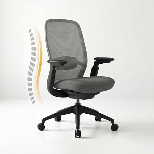 COLAMY Ergonomic Office Chair with Adaptive Recline & Tilt Lock, Mesh Desk Chair with 4D Armrests, Adjustable Lumbar Support & Headrest, Saddle Seat Cushion, Heavy Duty 136kg Executive Computer Chair