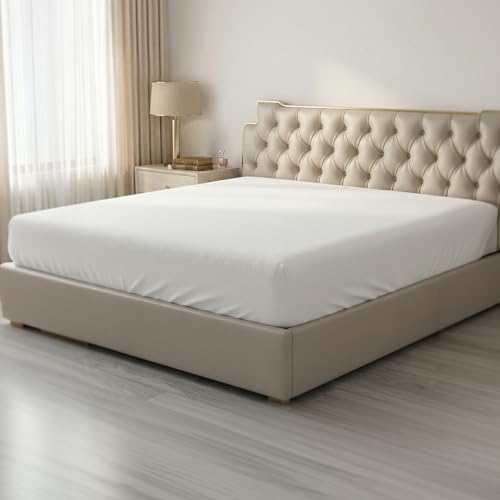 "HBHLFZ Twin Fitted Sheet Only, Soft Breathable Bottom Sheet - 39""x75"" Deep Pockets Twin Size Fitted Sheet - All Around Stretch Fit, Wrinkle Resistant, Colorfast - Easy Care, White"
