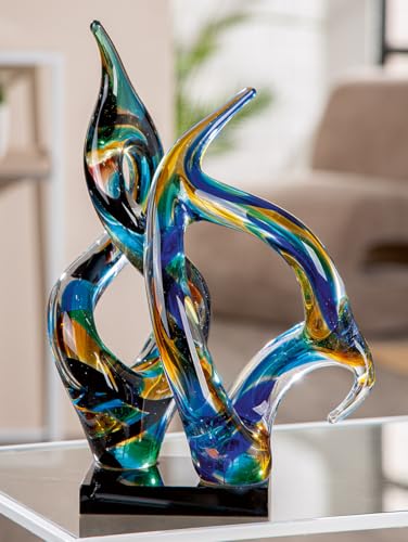 GILDE Dakar Glass Sculpture - Multicoloured Glossy Finish - 33cm High - 21cm Wide - 16cm Deep