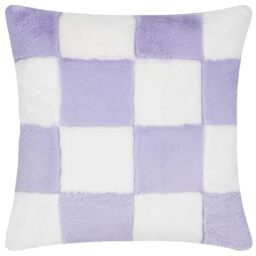 furn. Heya Home Cozee Check Faux Fur Cushion Cover, Lilac