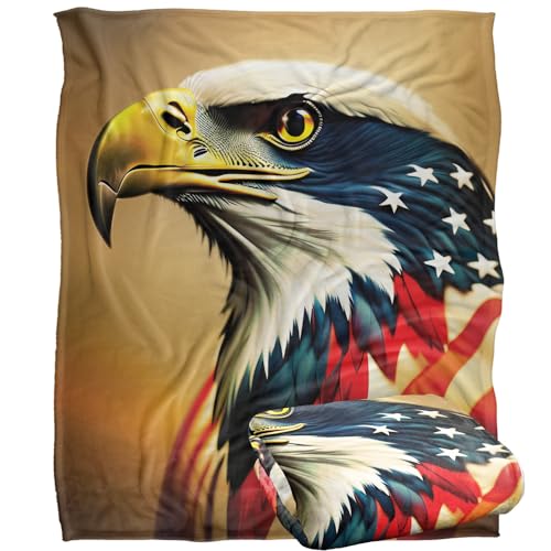 Jq Licensing - James Piazza American Flag Eagle Silky Touch Super Soft Throw Blanket 152 X 127 Cm