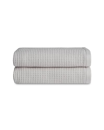 Cozy Earth Waffle Hand Towels - 60% Cotton 40% Viscose from Bamboo Hand Towels 20 x 30 Inches - Soft & Absorbent Terry, Reversible Mini Textured Waffle & Weave Pattern - 2 Pack