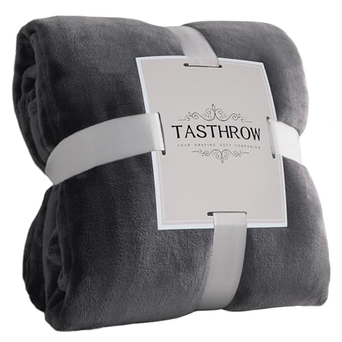 TASTHROW Grey Throw Blanket 60x80 Inches, Soft Plush Cozy Fleece Flannel Throw Blanket, Lightweight Warm Throws for Bed, Couch, Bedroom and Living Room, All Seasons