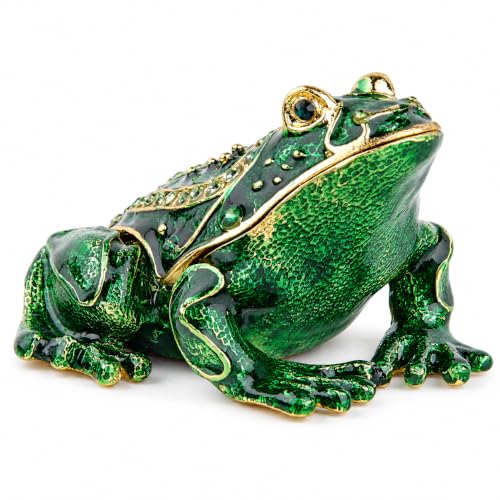 SEVENBEES Large Frog Trinket Box Hinged Jewelry Boxes Hand Painted Enameled Frog Figurine Collectibles Gift for Home Decor