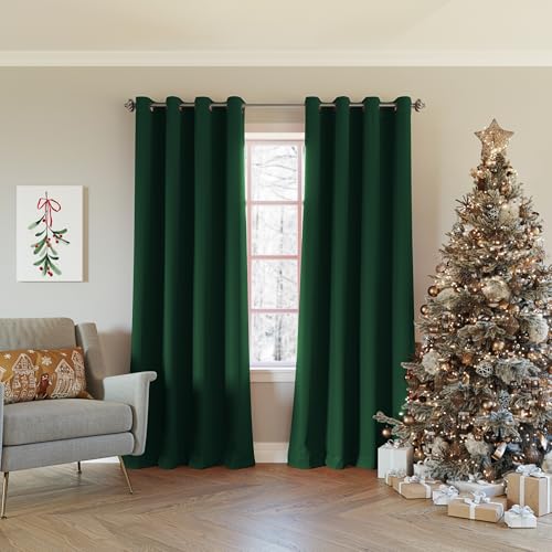 "Sun Zero Nordic 2-Pack Theater Grade Noise Reducing Extreme 100% Blackout Grommet Curtain Panel Pair, 52"" x 84"", Evergreen"