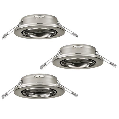Eglo 3-piece Agulo recessed spotlights, Round Ceiling Lights Without Bulbs, Steel Ceiling Spots in Silver, GU10 Socket, Ø 8.6 cm
