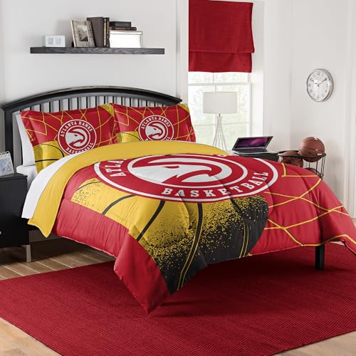 NORTHWEST Atlanta Hawks Officially Licensed NBA Comforter Set ??? Full/Queen & Twin/Twin XL ??? Soft Bedding with Team Logo & Pillow Shams ??? Basketball Fan Bedroom Set, Full/Queen
