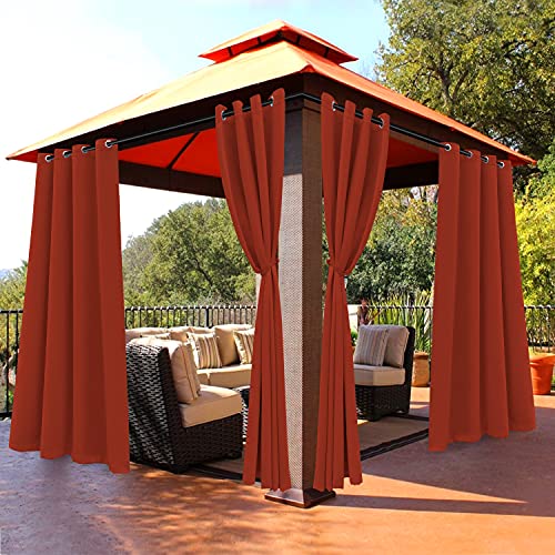 Bonzer Waterproof Outdoor Patio Curtains Thermal Insulated - Sunlight Blocking Weatherproof Grommet Outside Curtains for Porch, Pergola, Cabana, Balcony, 1 Panel, 52W x 84L inch, Orange
