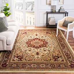 SAFAVIEH Traditional Rug for Living Room, Dining Room, Bedroom - Lyndhurst Collection, Short Pile, in ‎Ivory and Red, 240 x 300 cm