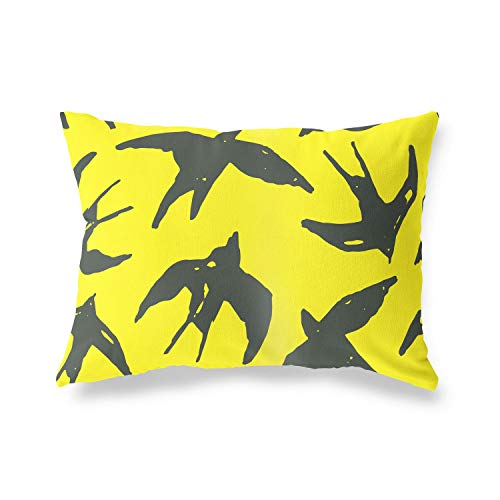 Bonamaison Decorative Cushion Cover Neon Yellow & Fume, Throw Pillow Covers, Home Decorative Pillowcases for Livingroom, Sofa, Bedroom, Size: 35x50 Cm - Designed and Manufactured in Turkey